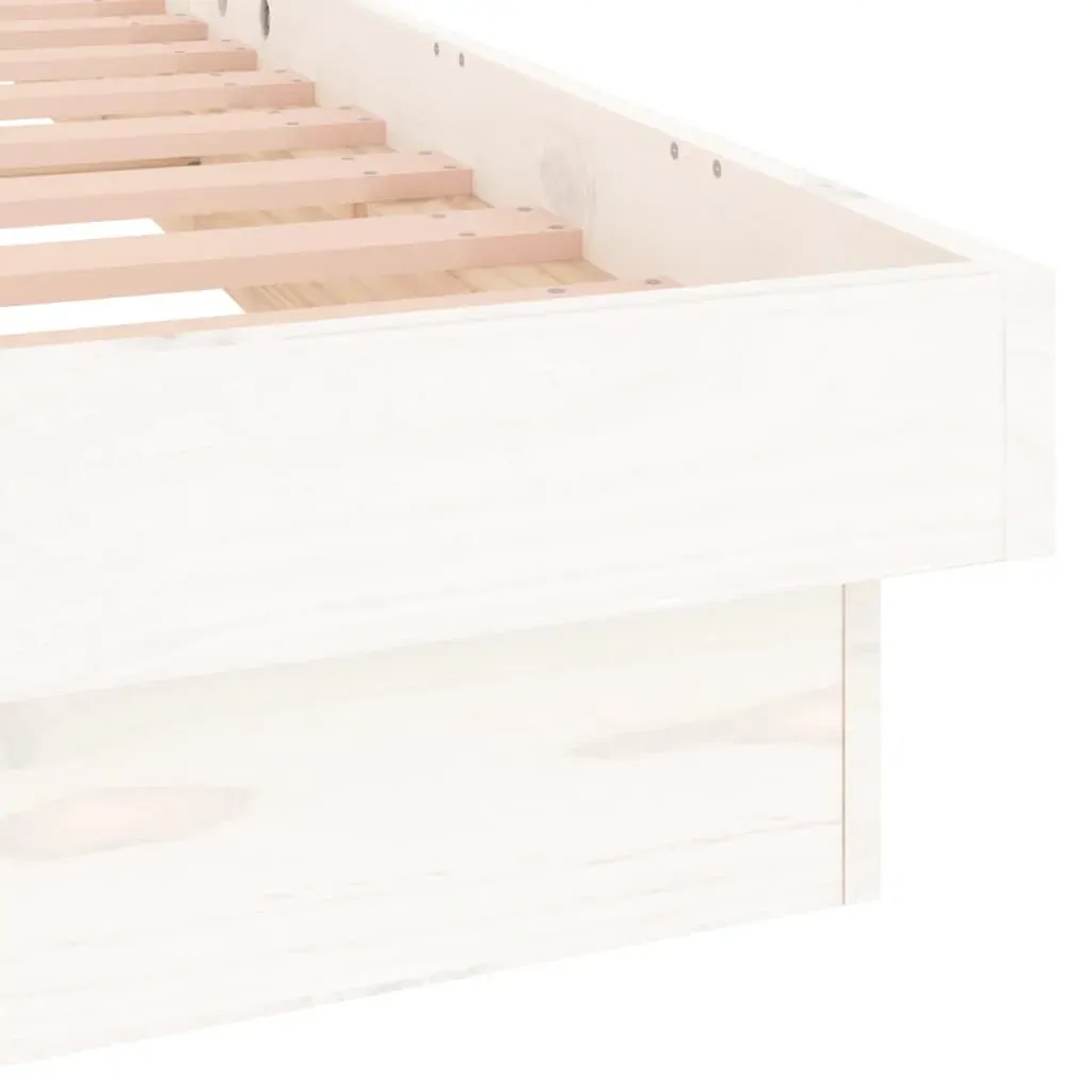 LED Bed Frame without Mattress White 135x190 cm Solid Wood Price
