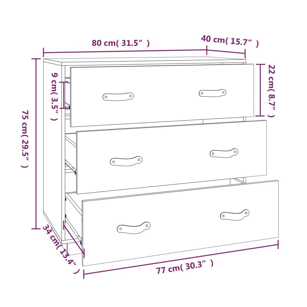 Sideboard 80x40x75 cm Solid Wood Pine Price