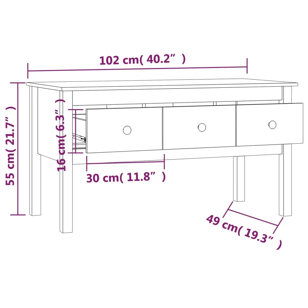 Coffee Table 102x49x55 cm Solid Wood Pine Price