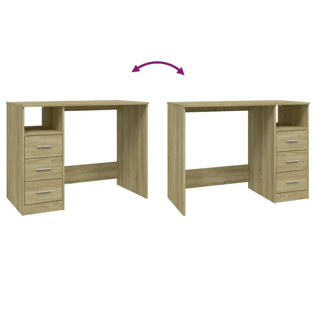 Desk with Drawers Sonoma Oak 102x50x76 cm Engineered Wood Price