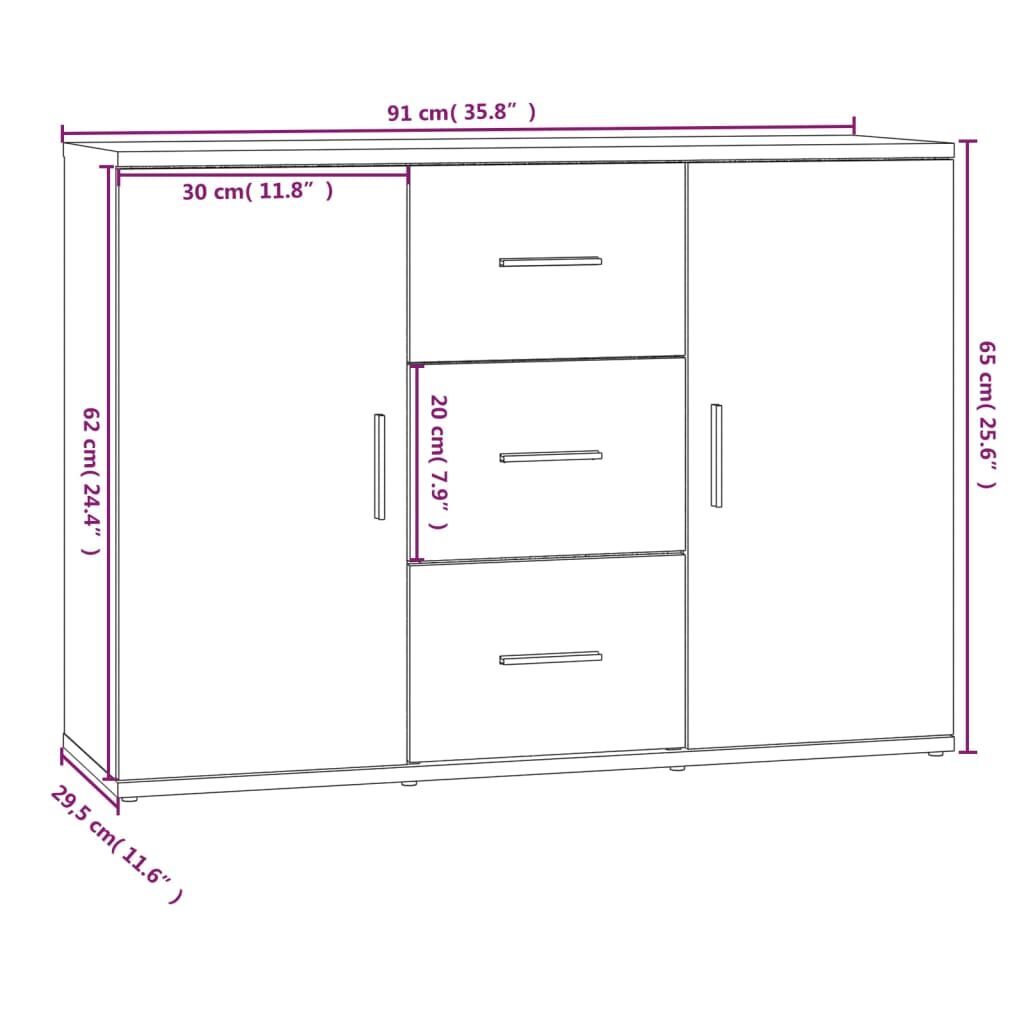 Sideboard Black 91x29.5x65 cm Engineered Wood Price