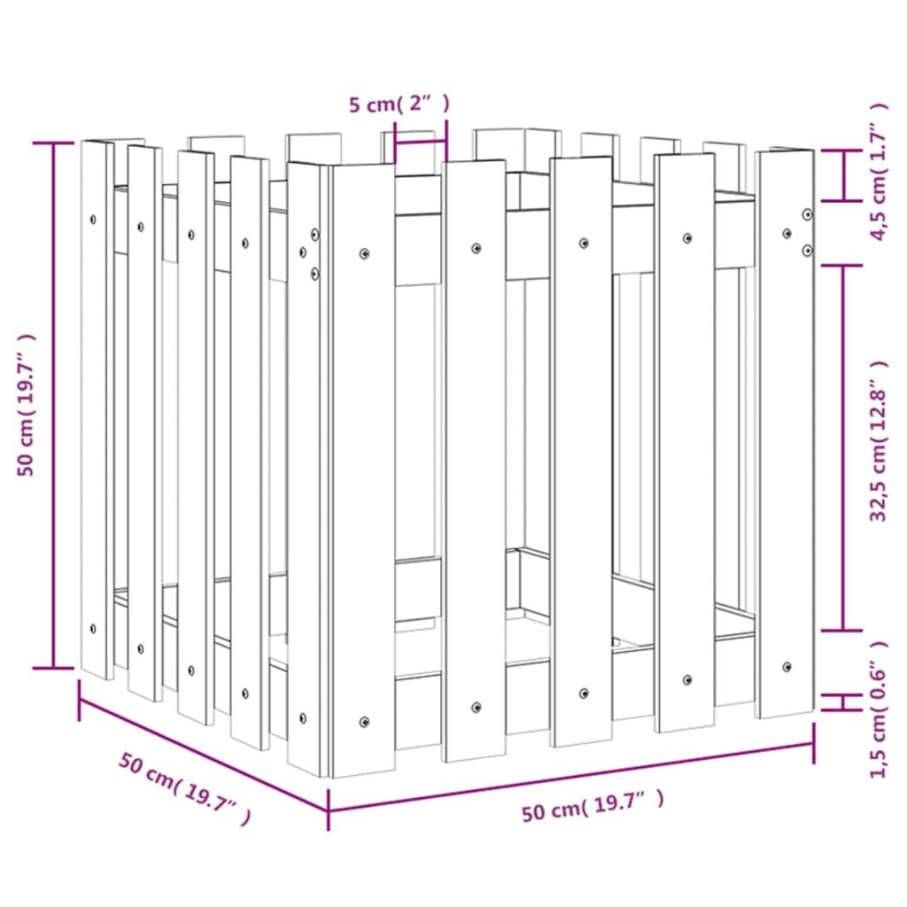 Garden Planter with Fence Design 50x50x50 cm Solid Wood Pine Price