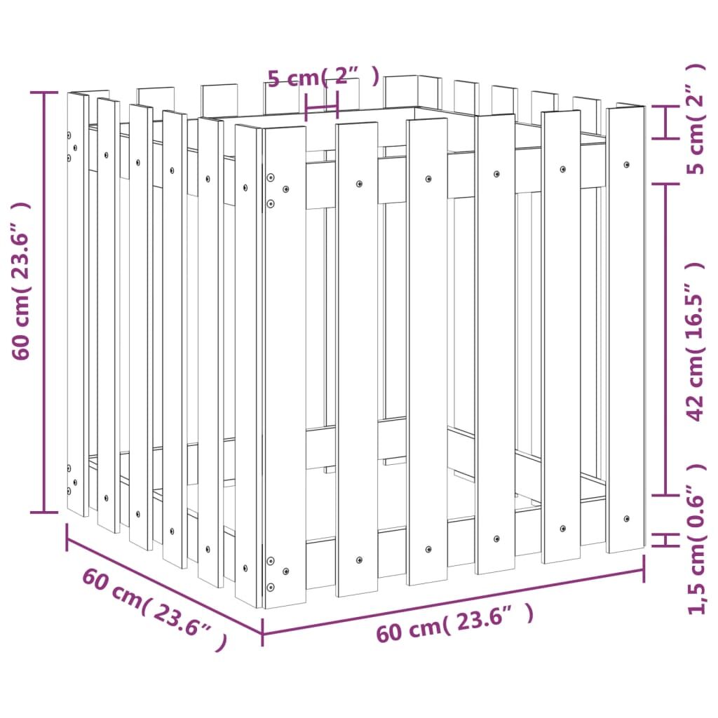 Garden Planter with Fence Design 60x60x60 cm Solid Wood Pine Price