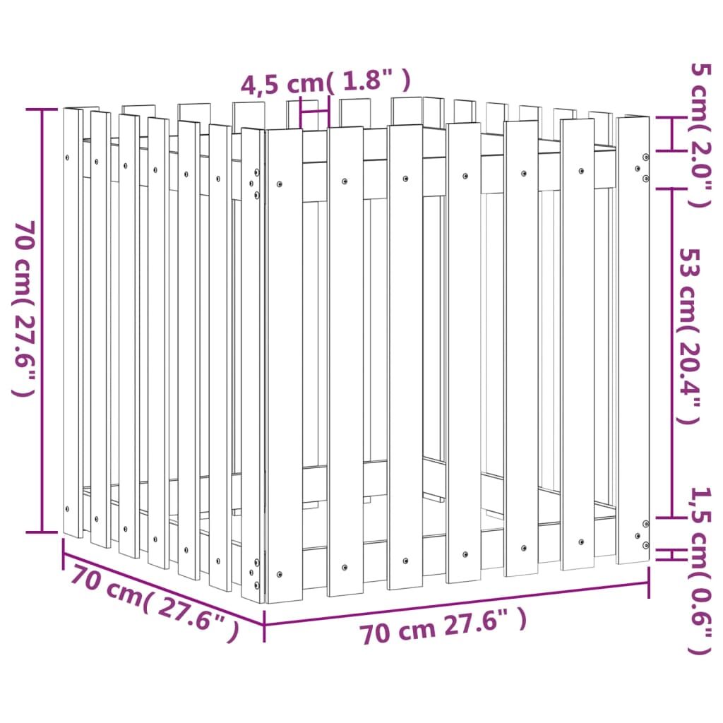 Garden Planter with Fence Design Black 70x70x70 cm Solid Wood Pine Price