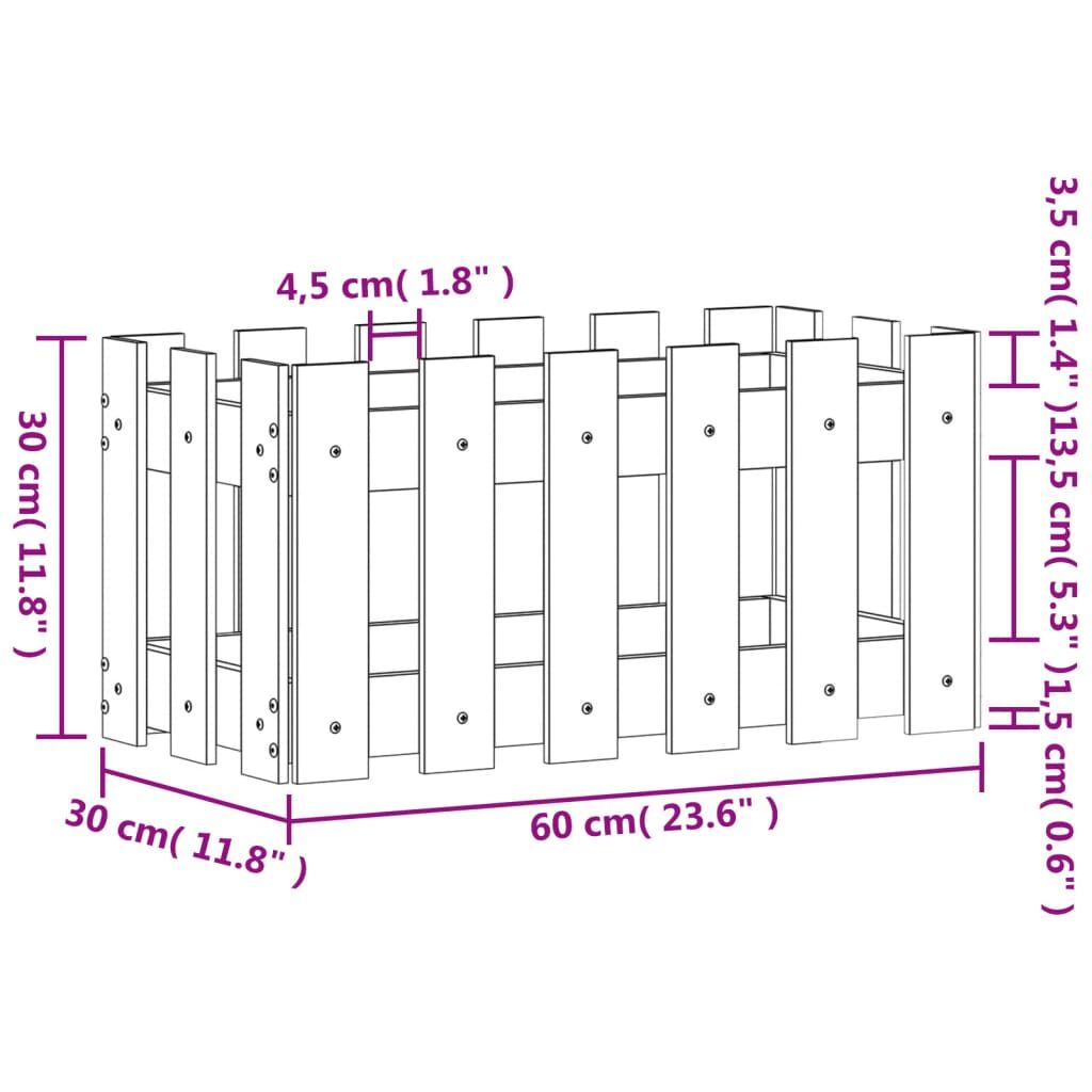 Garden Planter with Fence Design 60x30x30 cm Solid Wood Pine Price