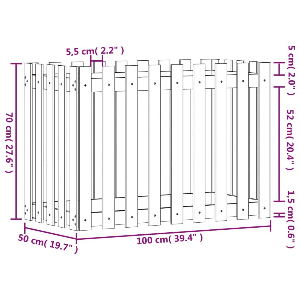 Garden Raised Bed with Fence Design 100x50x70 cm Solid Wood Douglas Price