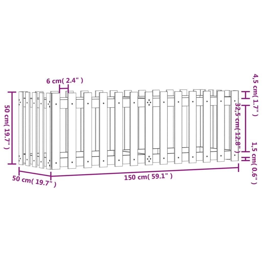 Garden Raised Bed with Fence Design 150x50x50 cm Solid Wood Douglas Price