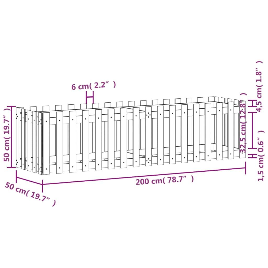 Garden Raised Bed with Fence Design White 200x50x50 cm Solid Wood Pine Price