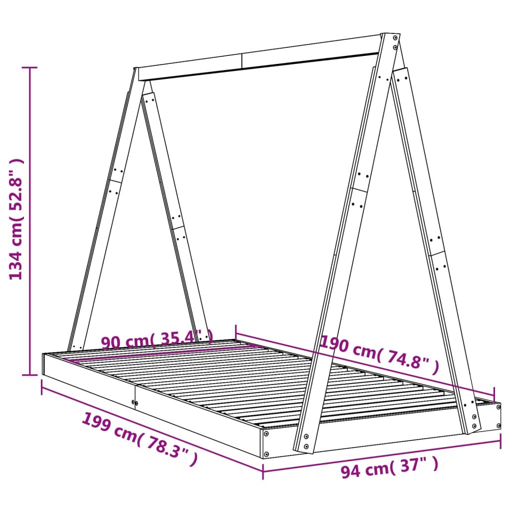 Kids Bed Frame White 90x190 cm Solid Wood Pine Price