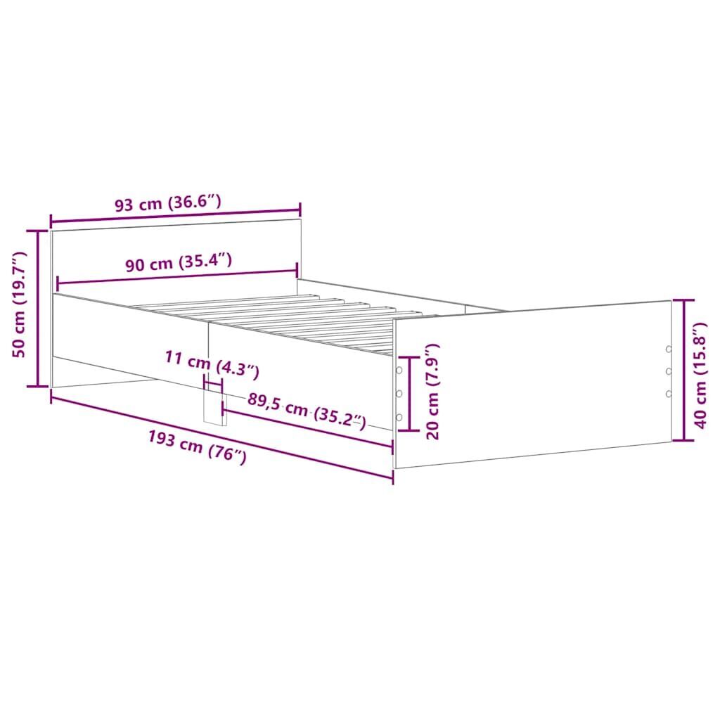 Bed Frame without Mattress Black 90x190 cm Engineered Wood Price