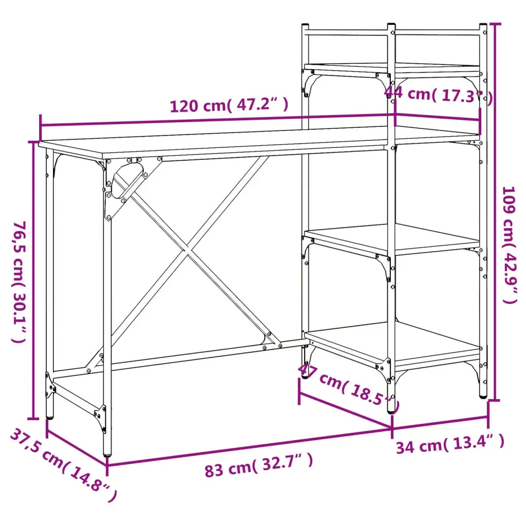Computer Desk with Shelves Black 120x47x109 cm Price