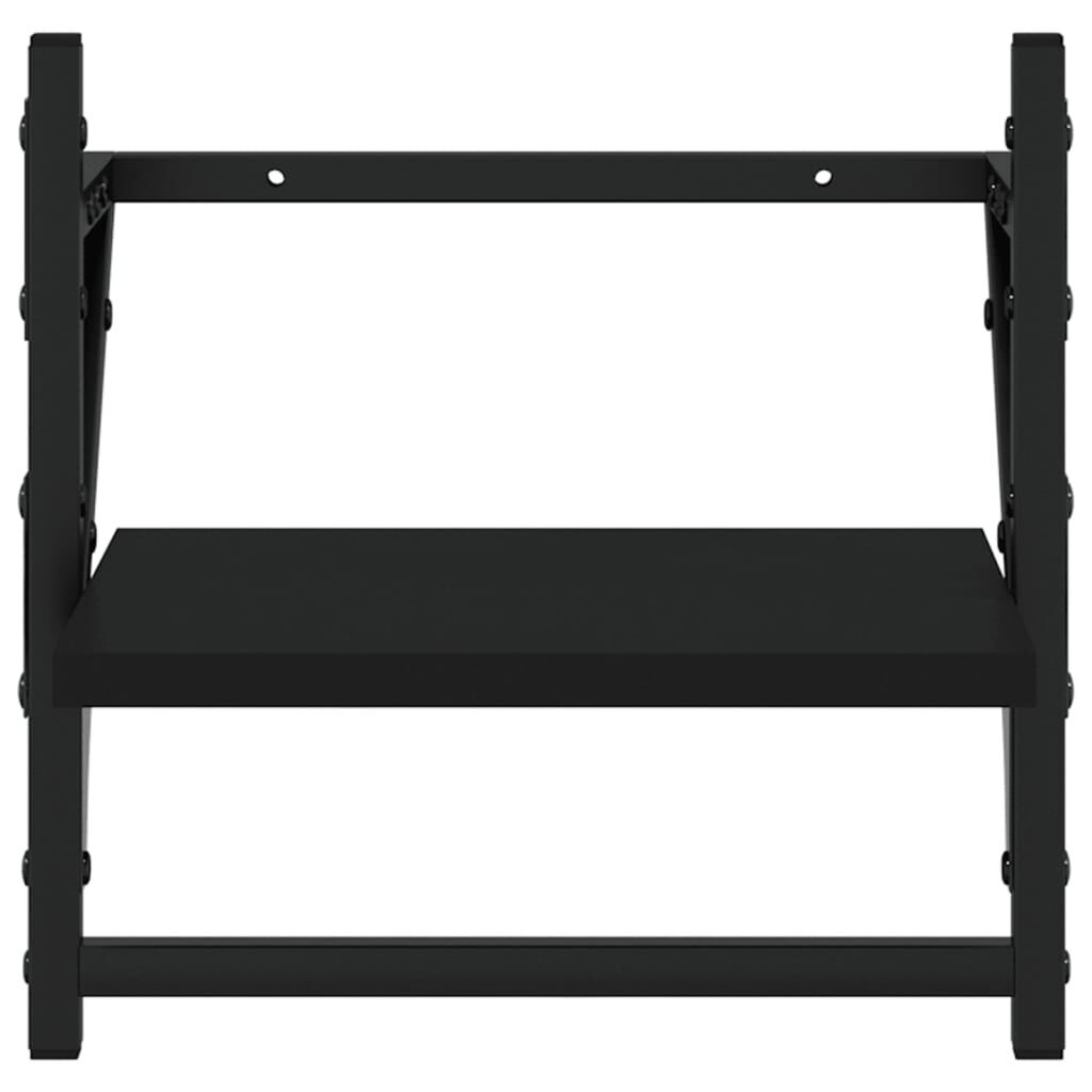 4 Piece Wall Shelf Set with Bars Black Engineered Wood Price