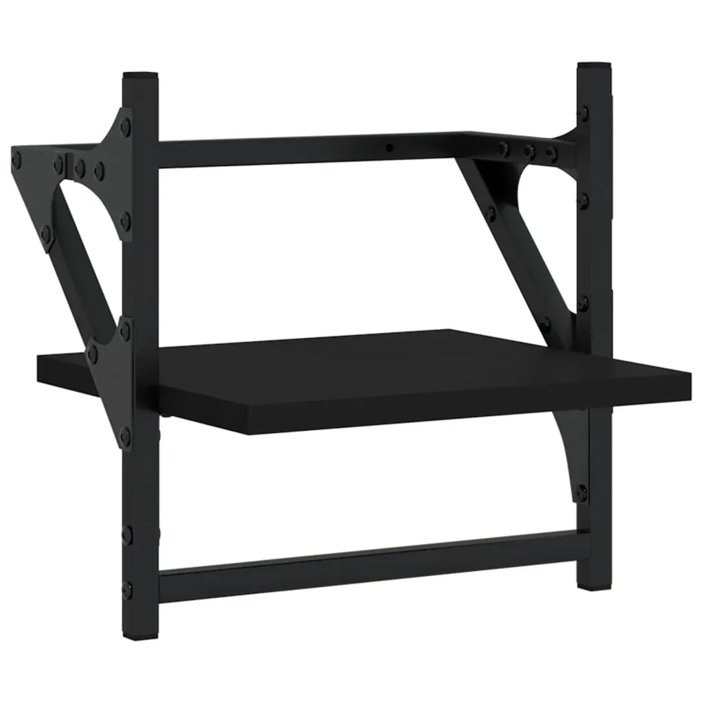 4 Piece Wall Shelf Set with Bars Black Engineered Wood Price