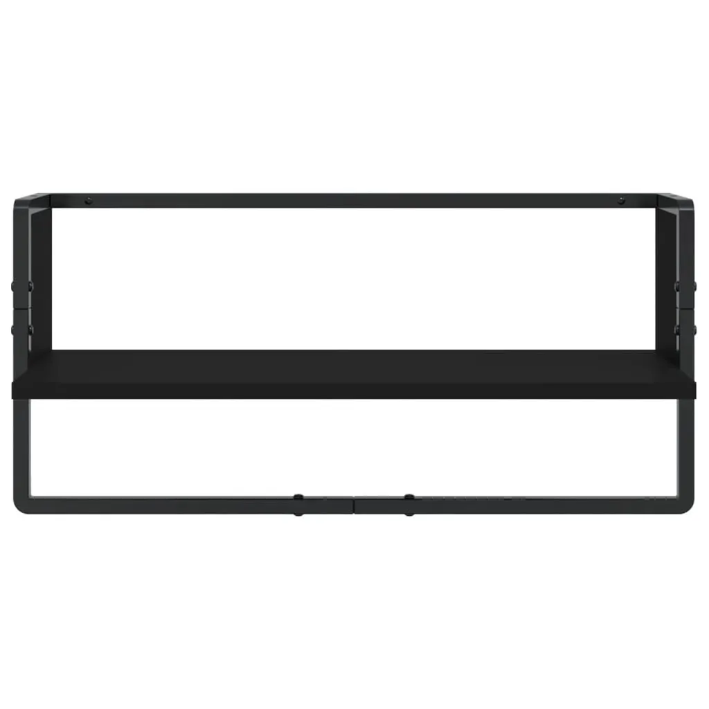 4 Piece Wall Shelf Set with Bars Black Engineered Wood Price