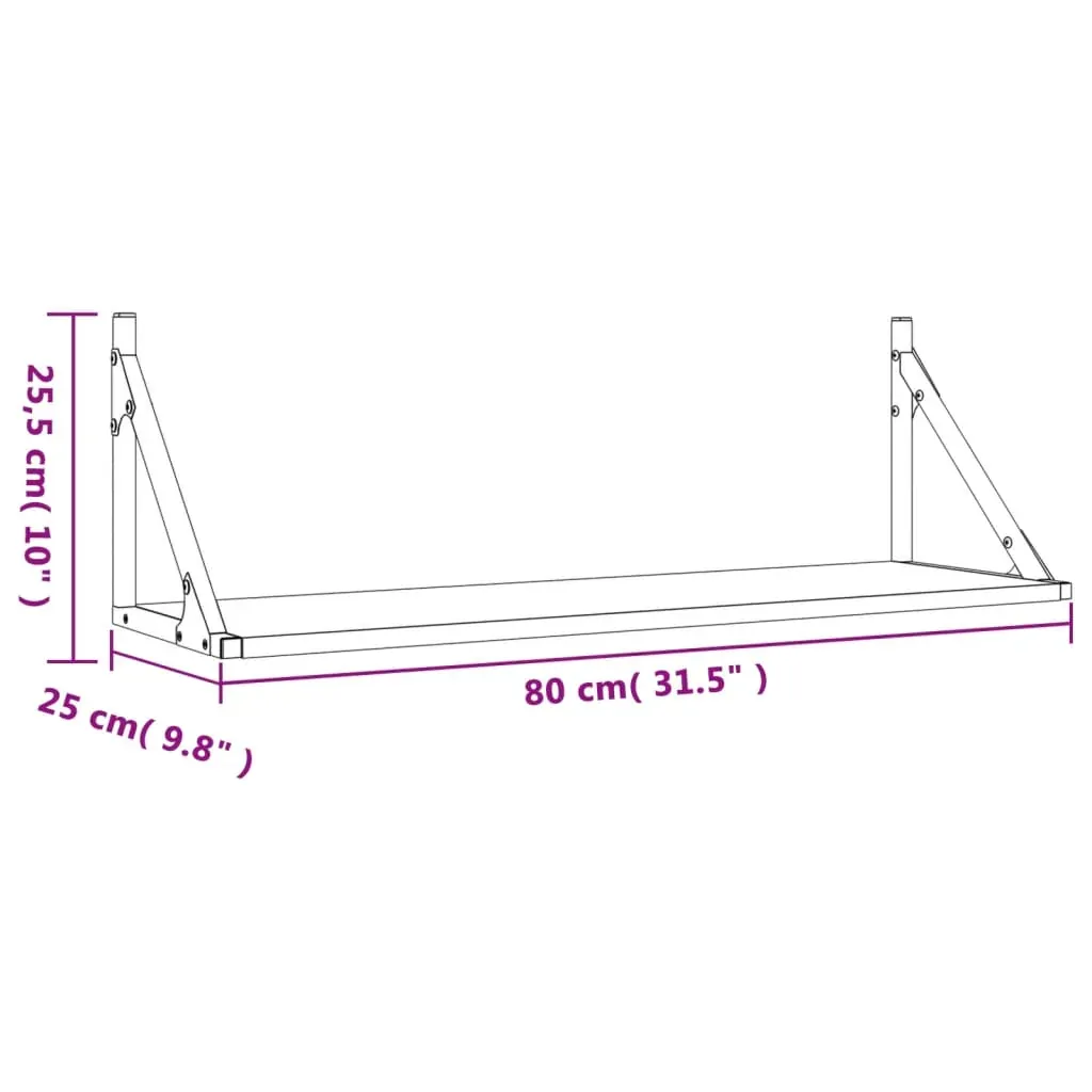 Wall Shelves 2 pcs Black 80x25x25.5 cm Engineered Wood Price