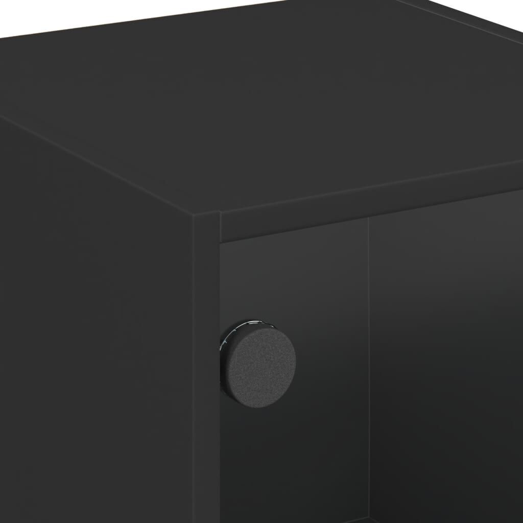 Bedside Cabinet with Glass Door Black 35x37x42 cm Price