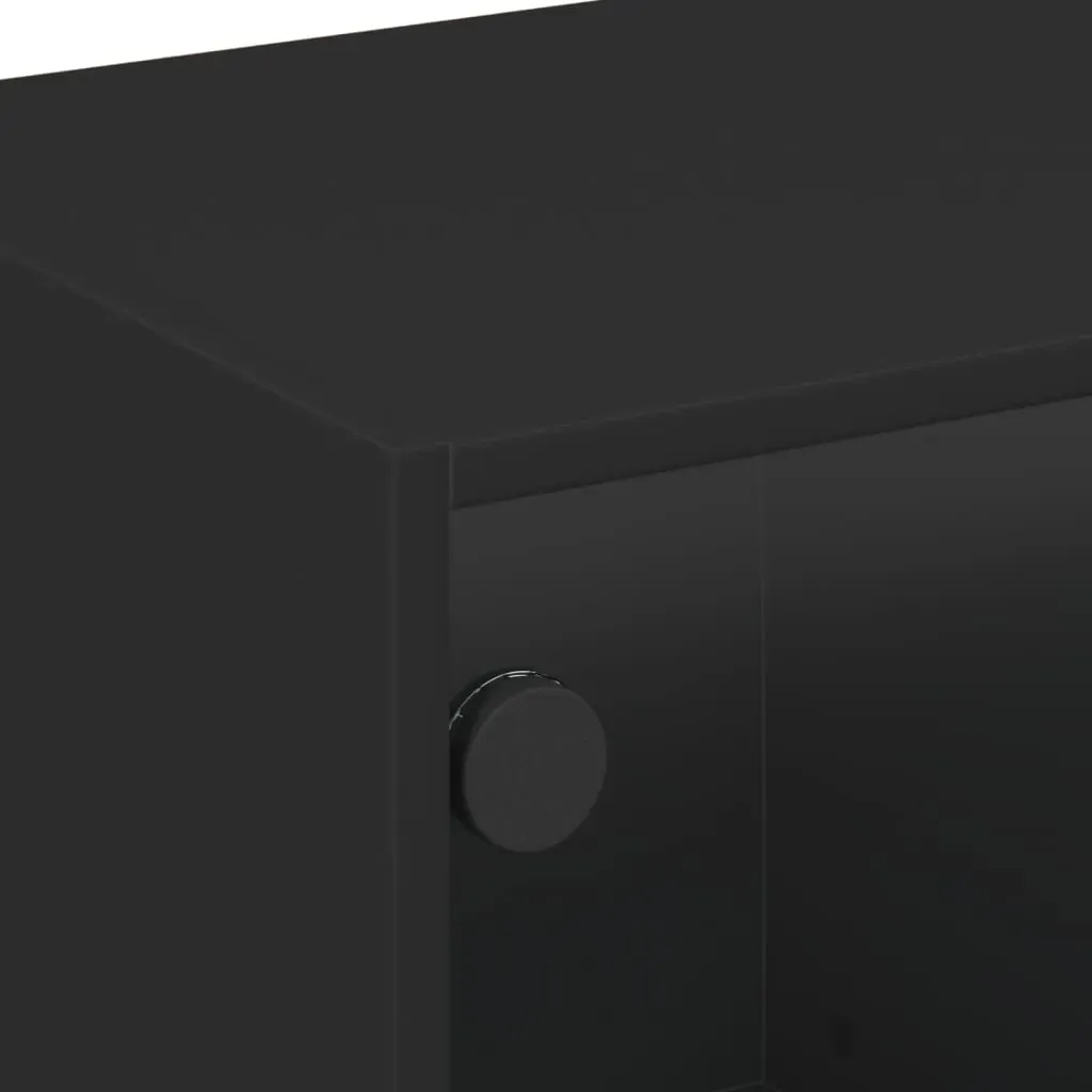 TV Cabinet with Glass Doors Black 68x37x42 cm Price