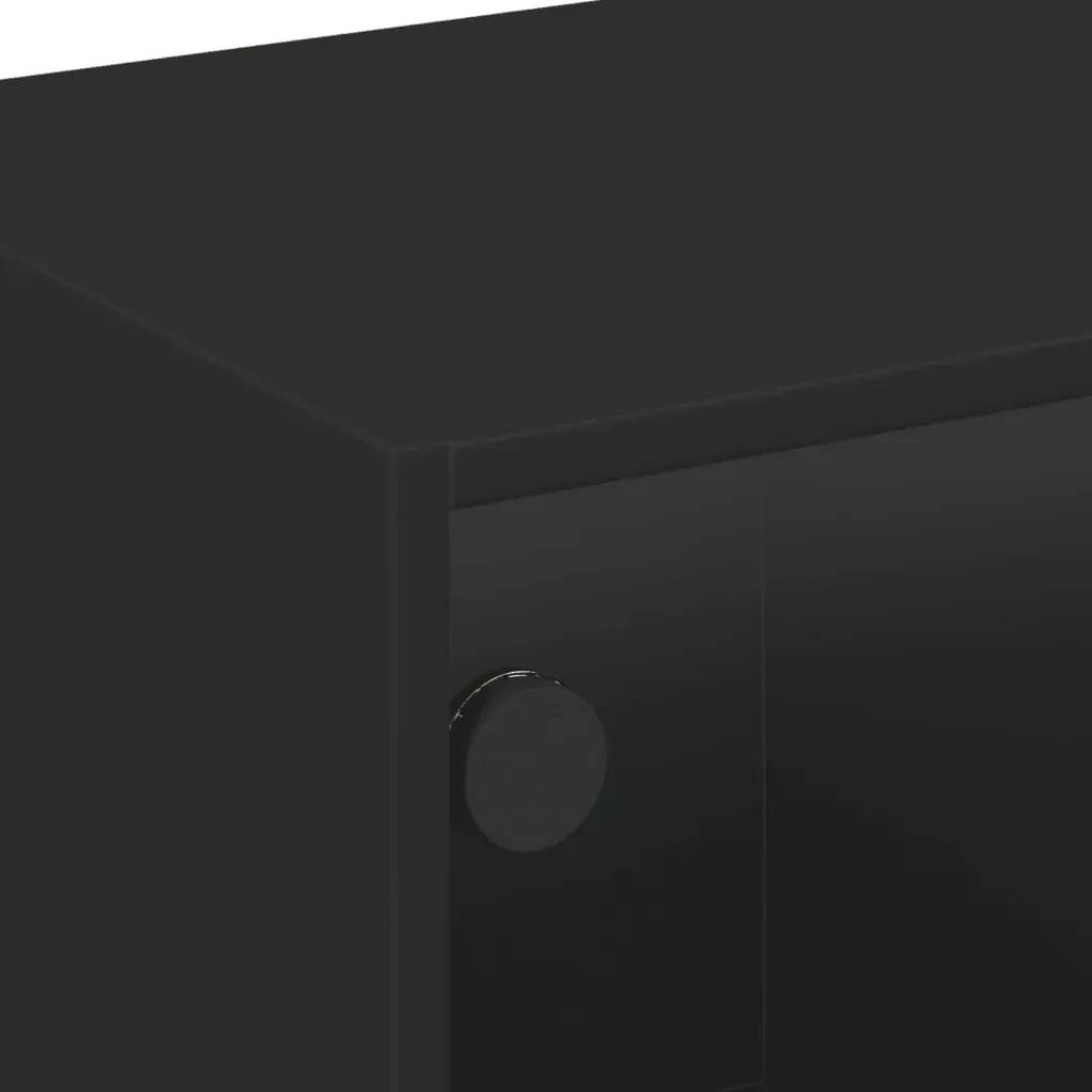TV Cabinet with Glass Doors Black 102x37x42 cm Price