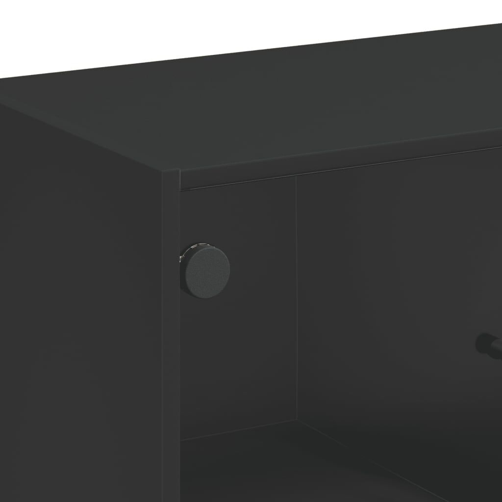 Side Cabinet with Glass Doors Black 68x37x75.5 cm Price