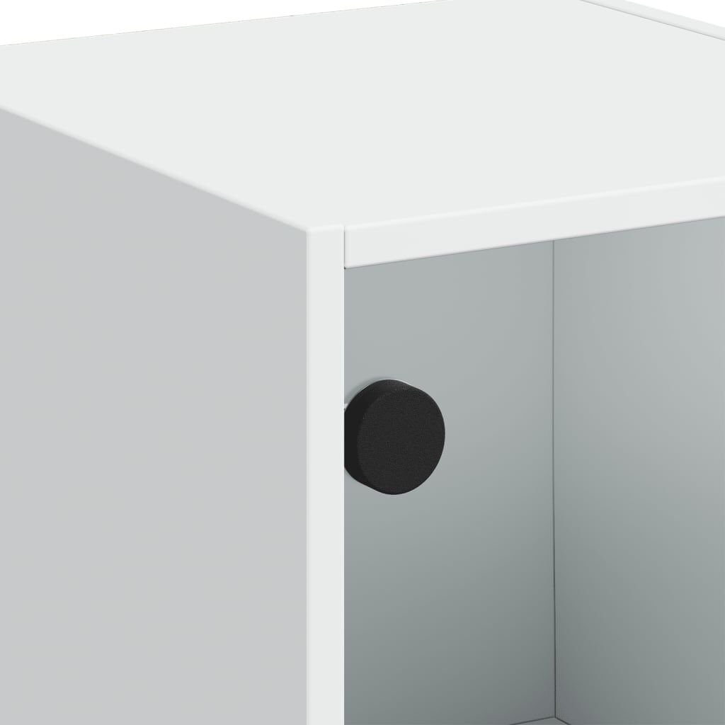 Highboard with Glass Doors White 35x37x109 cm Price