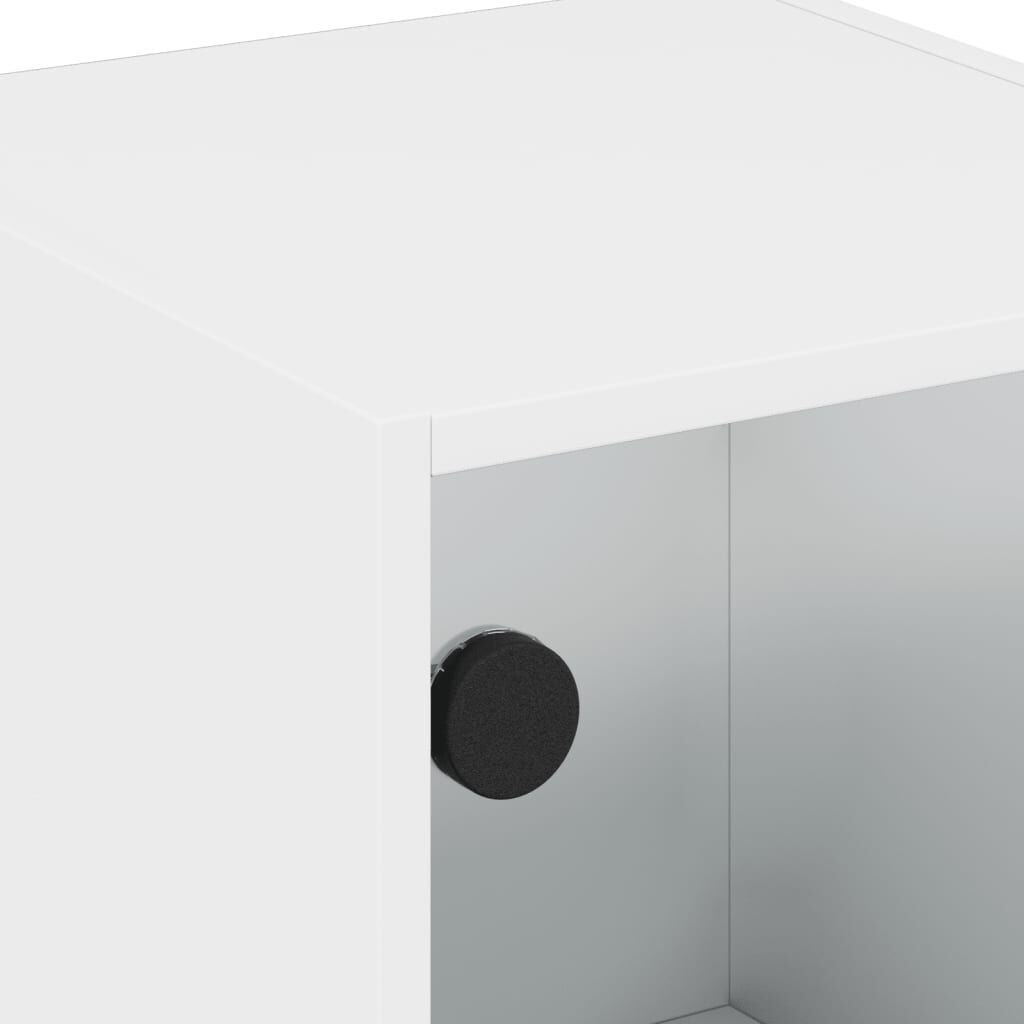 Side Cabinet with Glass Doors White 35x37x75.5 cm Price