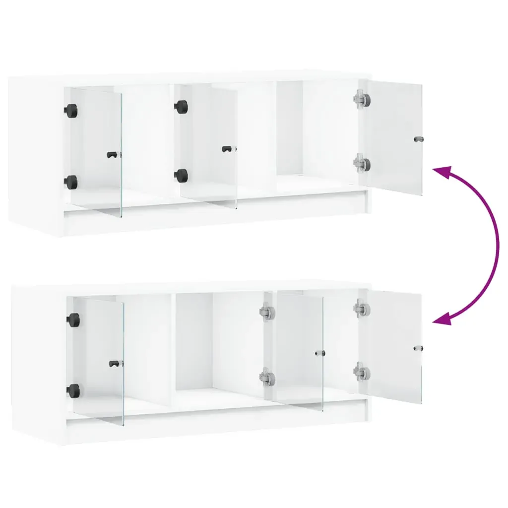 TV Cabinet with Glass Doors White 102x37x42 cm Price