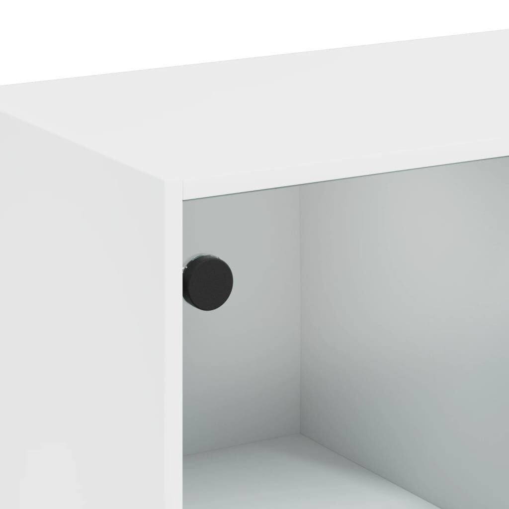 Side Cabinet with Glass Doors White 68x37x75.5 cm Price