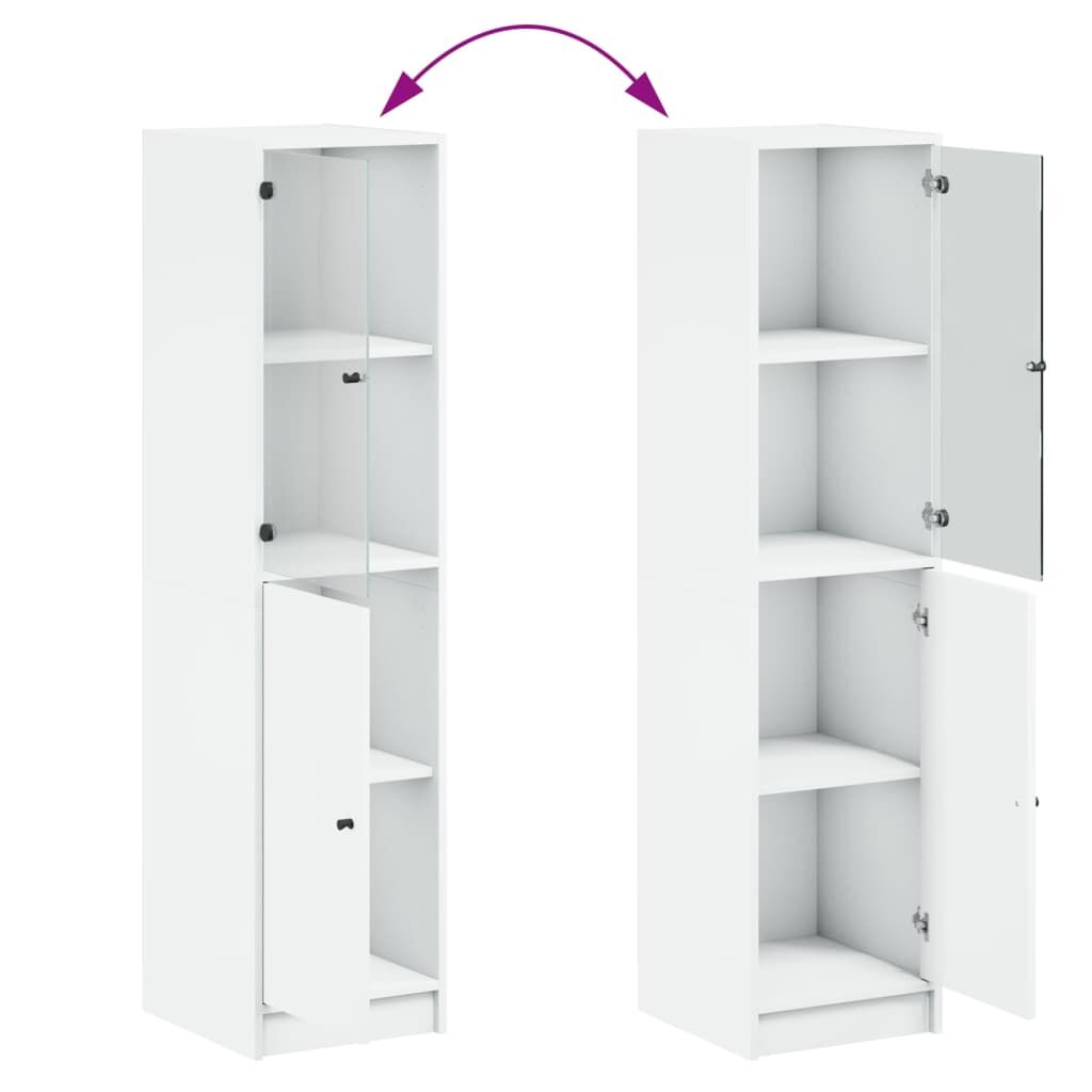Highboard with Glass Door White 35x37x142 cm Price