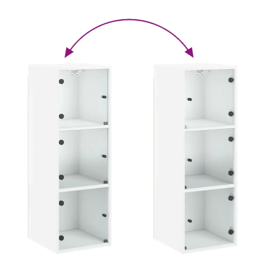 Wall Cabinet with Glass Doors White 35x37x100 cm Price