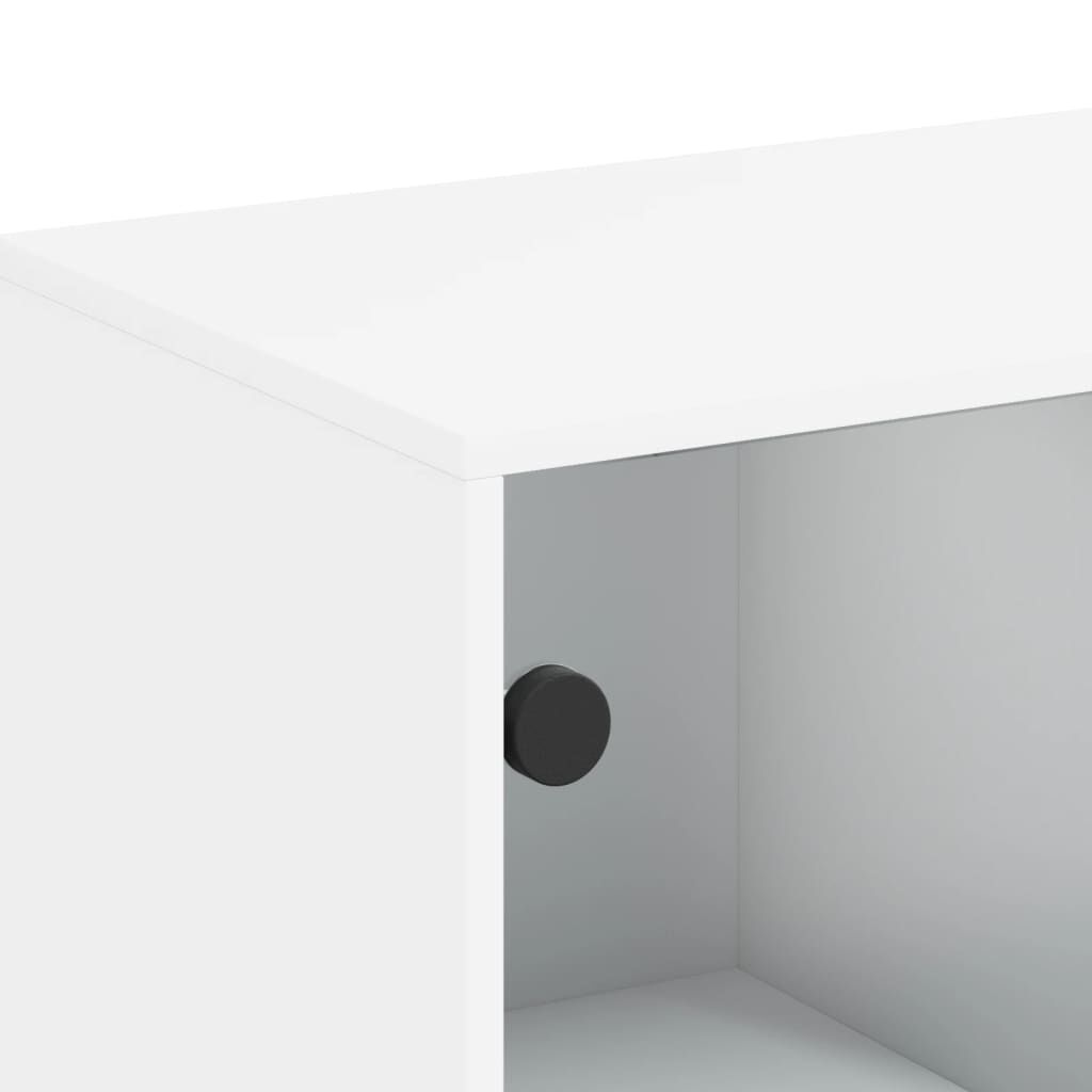 Side Cabinet with Glass Doors White 69x37x100 cm Price