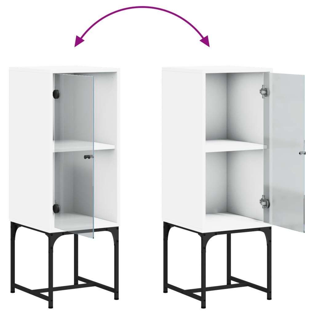 Side Cabinet with Glass Doors White 35x37x100 cm Price