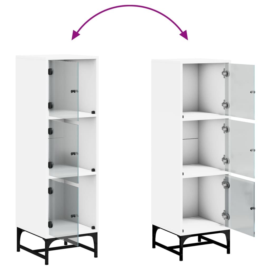 Highboard with Glass Doors White 35x37x120 cm Price