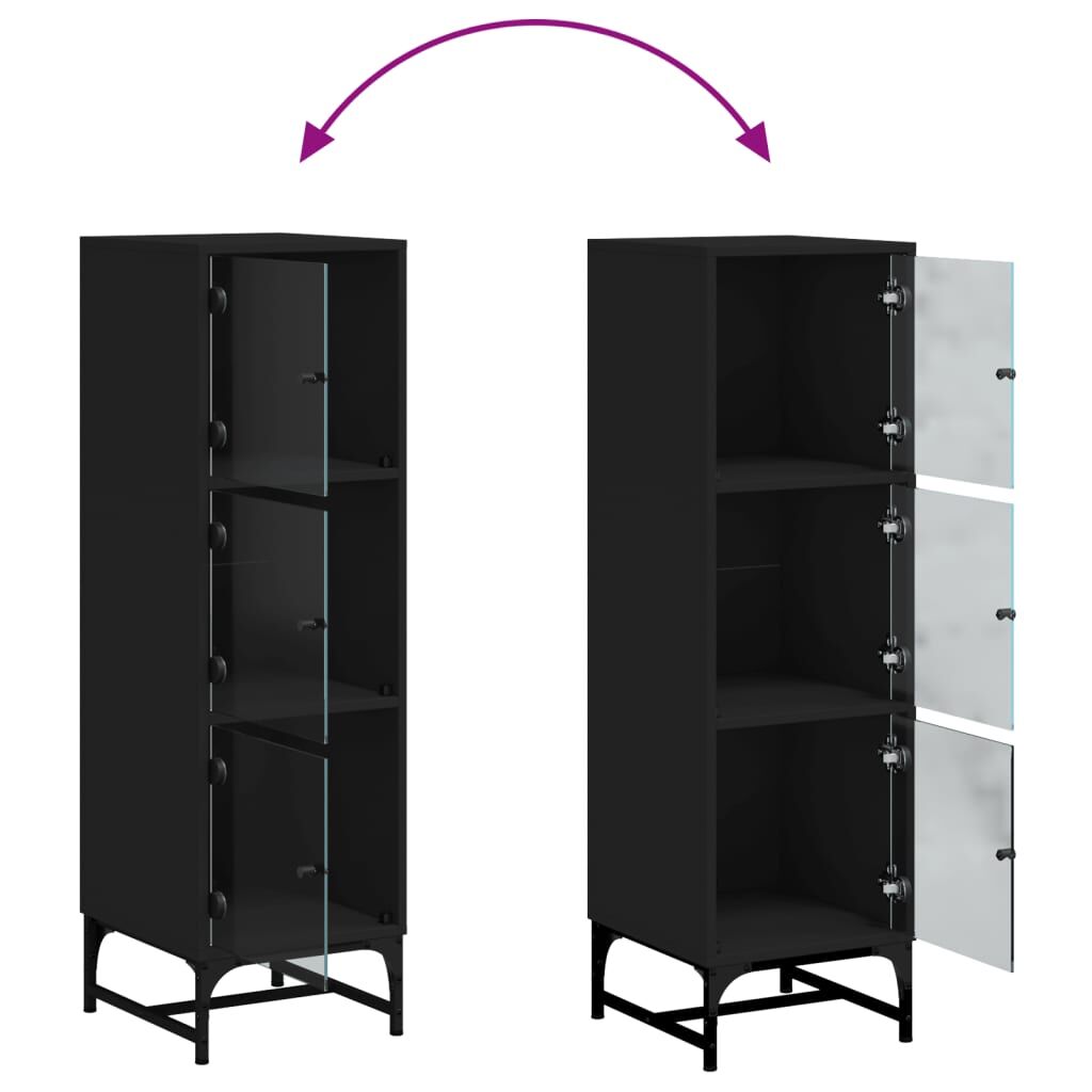 Highboard with Glass Doors Black 35x37x120 cm Price