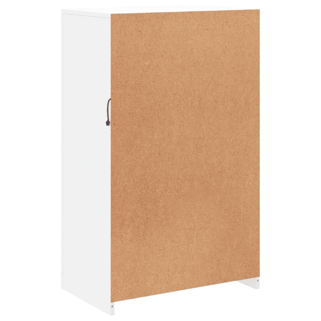 Side Cabinet with LED Lights White Engineered Wood Price