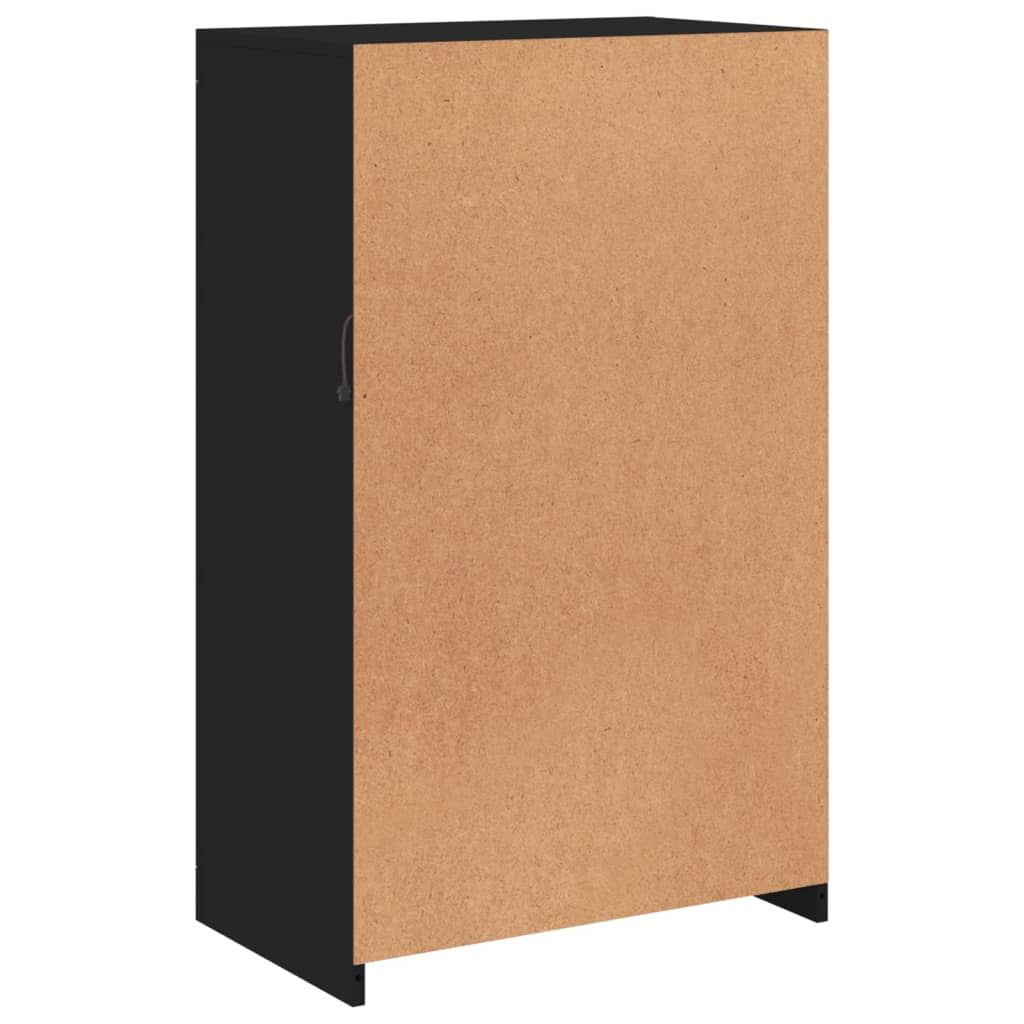 Side Cabinet with LED Lights Black Engineered Wood Price