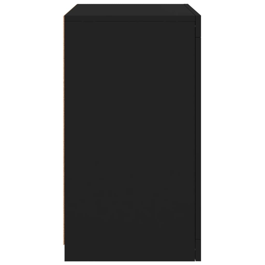 Side Cabinets with LED Lights 2 pcs Black Engineered Wood Price