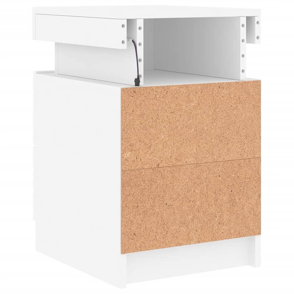 Bedside Cabinet with LED Lights White 35x39x55 cm Price