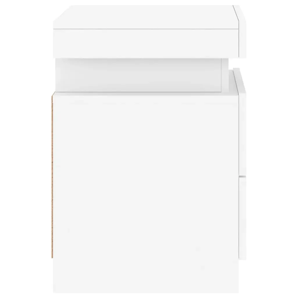 Bedside Cabinet with LED Lights White 35x39x55 cm Price