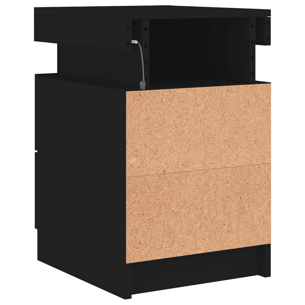 Bedside Cabinet with LED Lights Black 35x39x55 cm Price