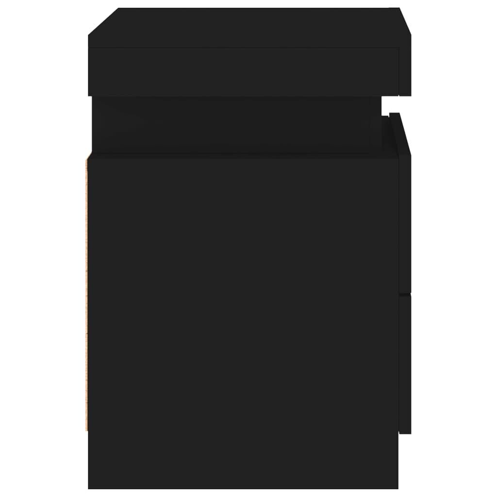 Bedside Cabinets with LED Lights 2 pcs Black 35x39x55 cm Price