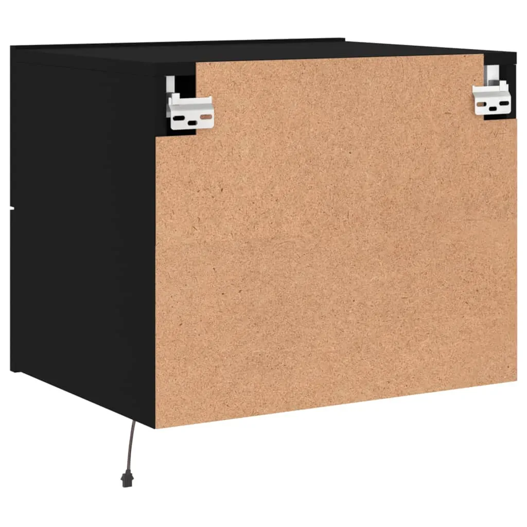 Wall-mounted Bedside Cabinet with LED Lights Black Price