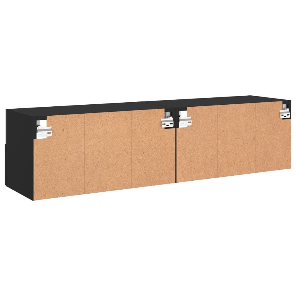 TV Wall Cabinets 2 pcs Black 60x30x30 cm Engineered Wood Price