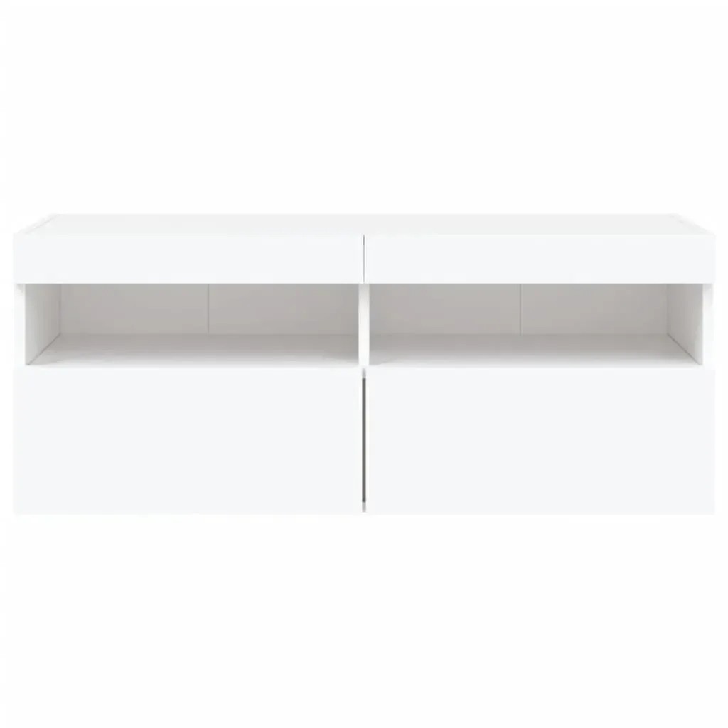 TV Wall Cabinet with LED Lights White 100x30x40 cm Price