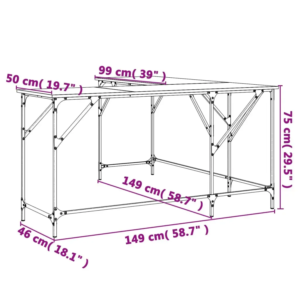 Desk Black 149x149x75 cm Engineered Wood Price