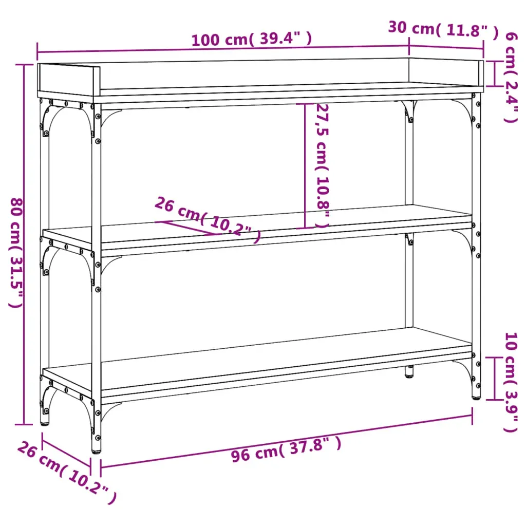 Console Table with Shelves Black 100x30x80 cm Price