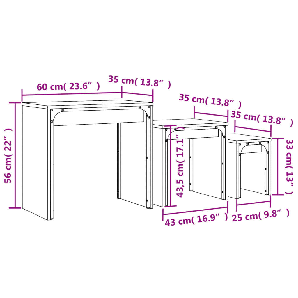 Nesting Coffee Tables 3 pcs Black Engineered Wood Price