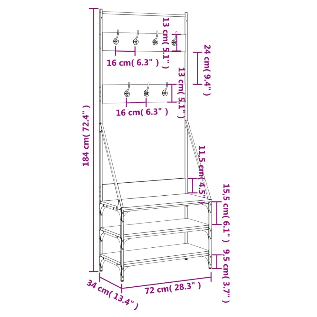 Clothes Rack with Shoe Storage Black 72x34x184 cm Price