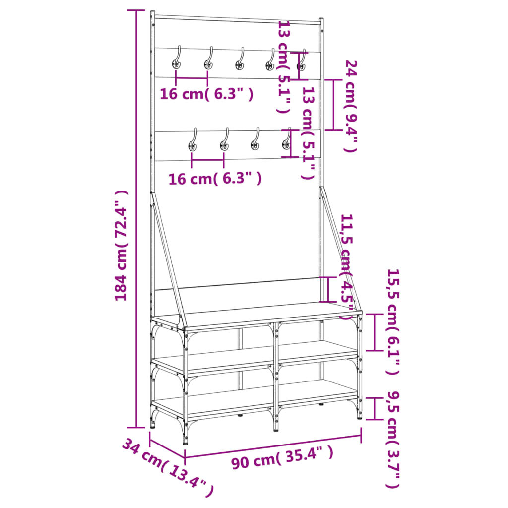 Clothes Rack with Shoe Storage Black 90x34x184 cm Price