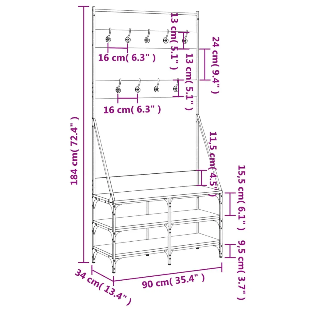 Clothes Rack with Shoe Storage Black 90x34x184 cm Price