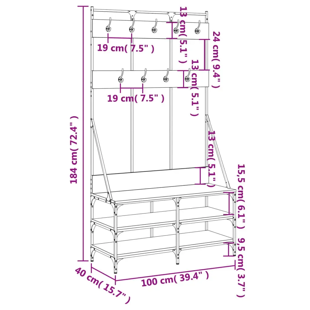 Clothes Rack with Shoe Storage Black 100x40x184 cm Price